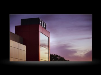 Architectural exterior of the Fiat dealer Oakville at sunset-7