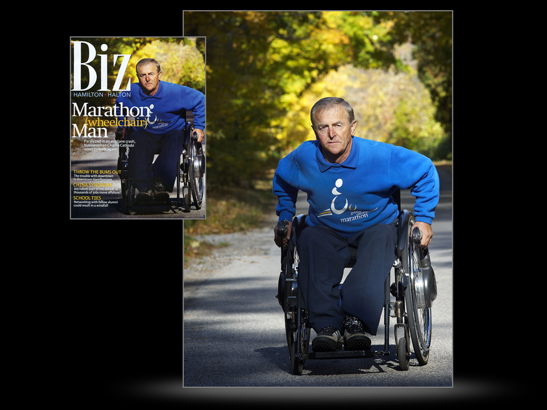 Editorial Portrait Photography Head Shot of Charlie Centinski in wheelchair for Biz Magazine cover-1